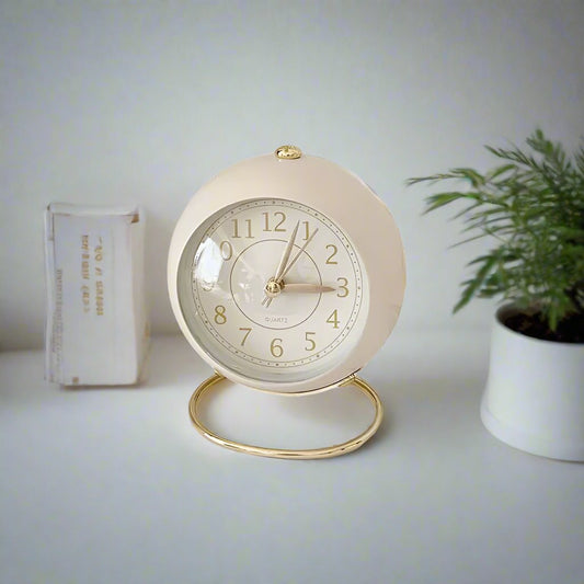 Vintage Gold Accent Silent Alarm Clock with Night Light