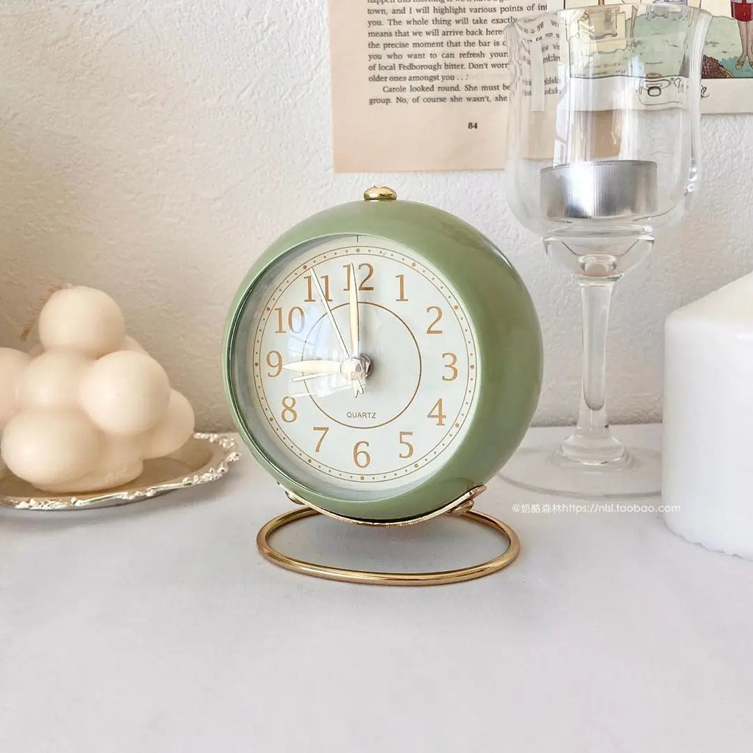 Vintage Gold Accent Silent Alarm Clock with Night Light