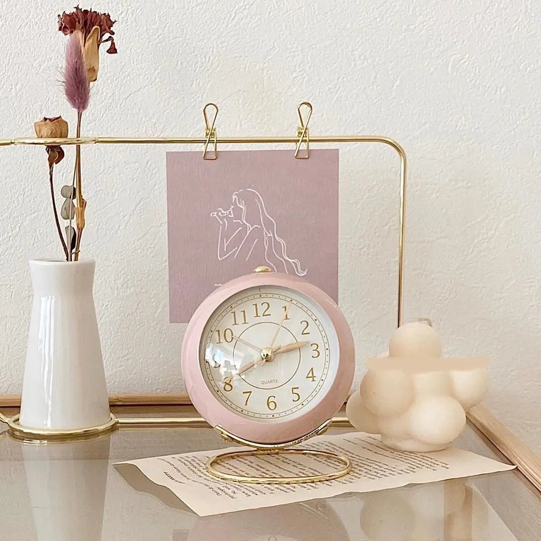 Vintage Gold Accent Silent Alarm Clock with Night Light