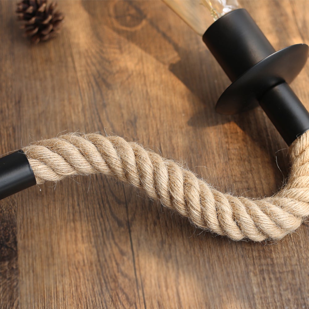 Vintage Industrial Hemp Rope Wall Lamp