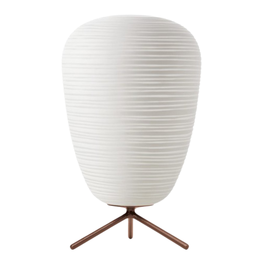 Japanese-Inspired Glass Table Lamp with Metal Base
