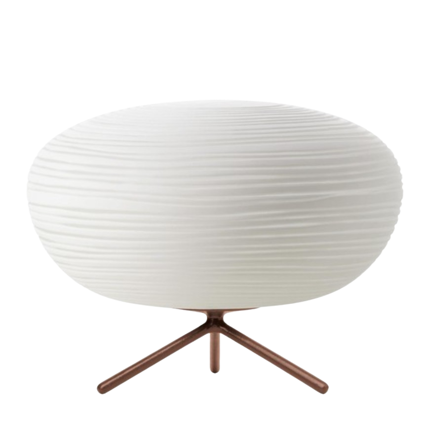 Japanese-Inspired Glass Table Lamp with Metal Base
