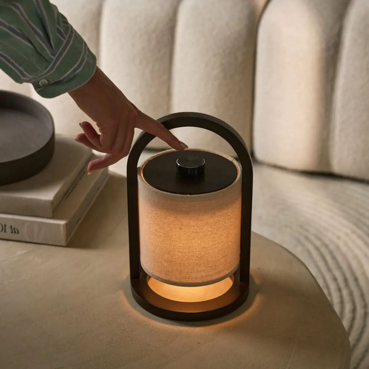 Cordless Natural Wood Table Lamp with Touch Control