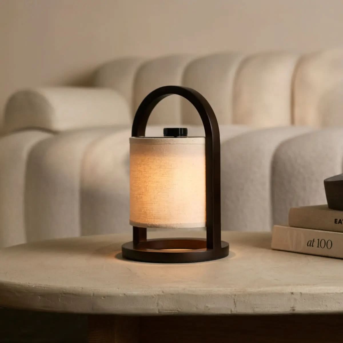 Cordless Natural Wood Table Lamp with Touch Control