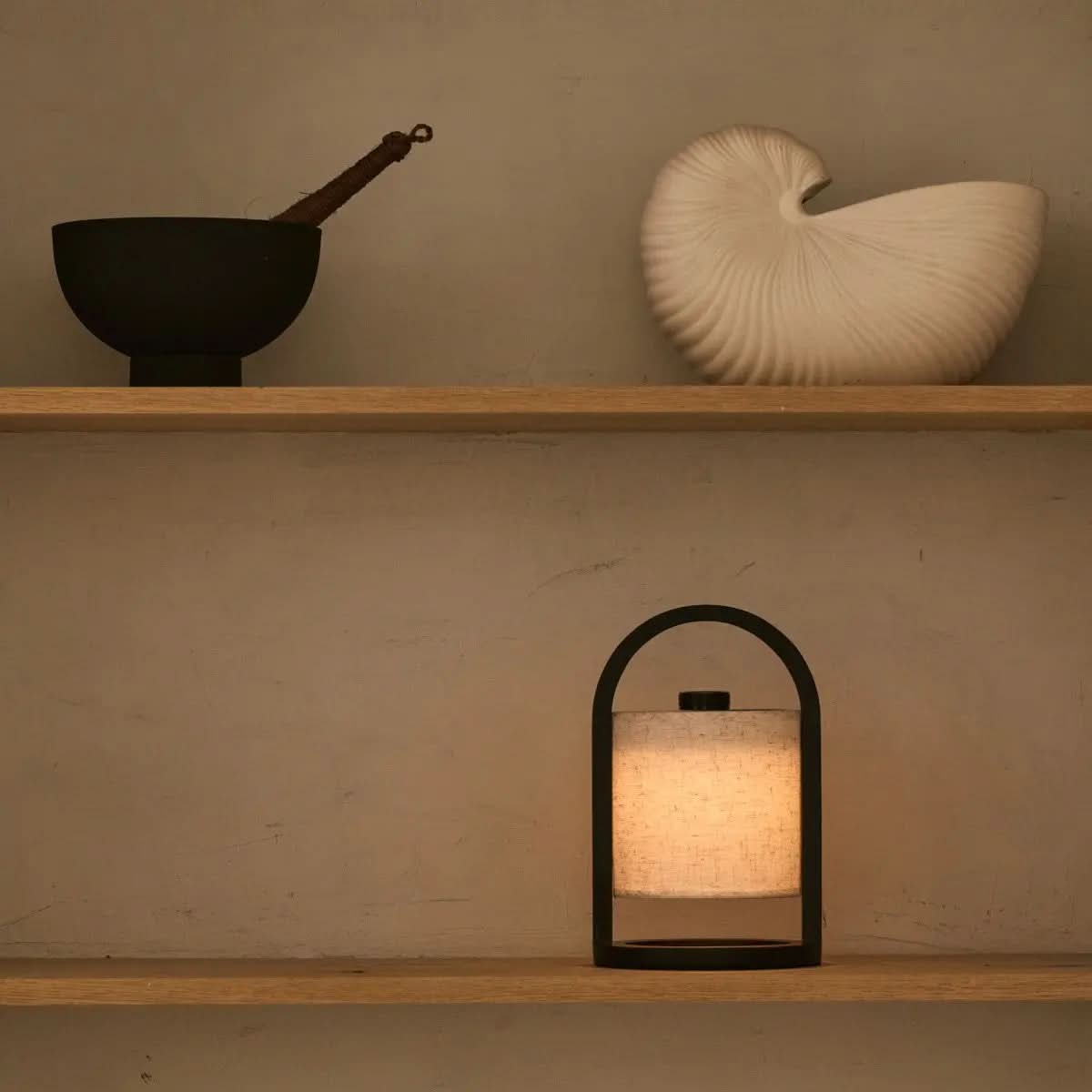 Cordless Natural Wood Table Lamp with Touch Control