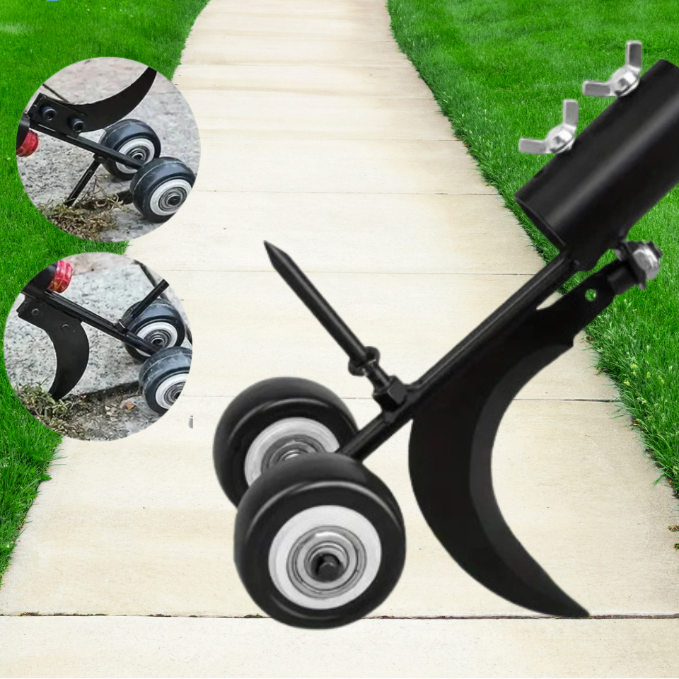 Rolling Weed Remover Tool with Curved or Straight Blade