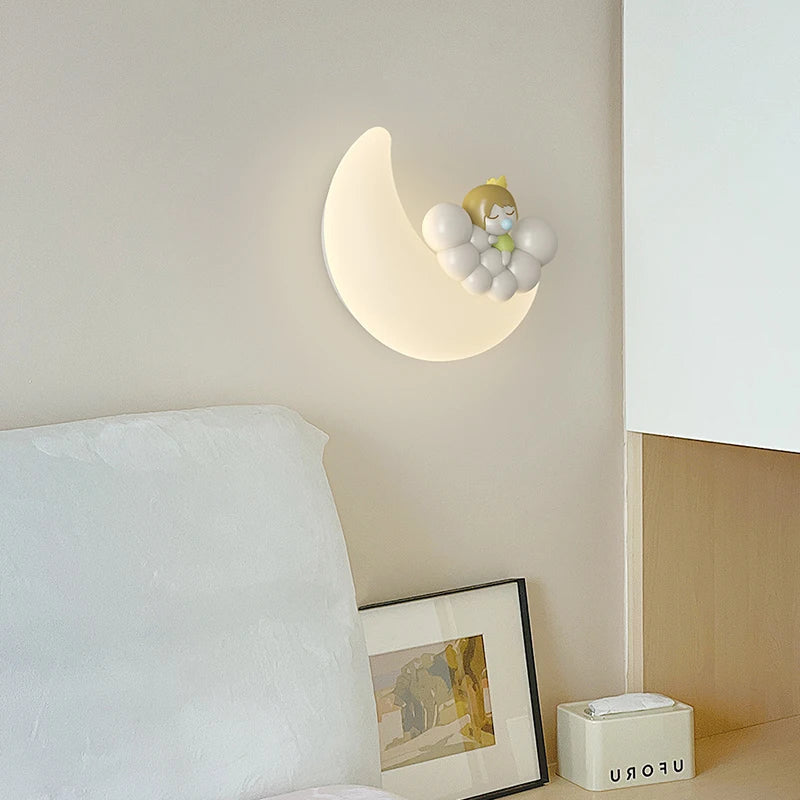 Moon Wall Lamp - Gentle Warm Light, Metal and PE Design