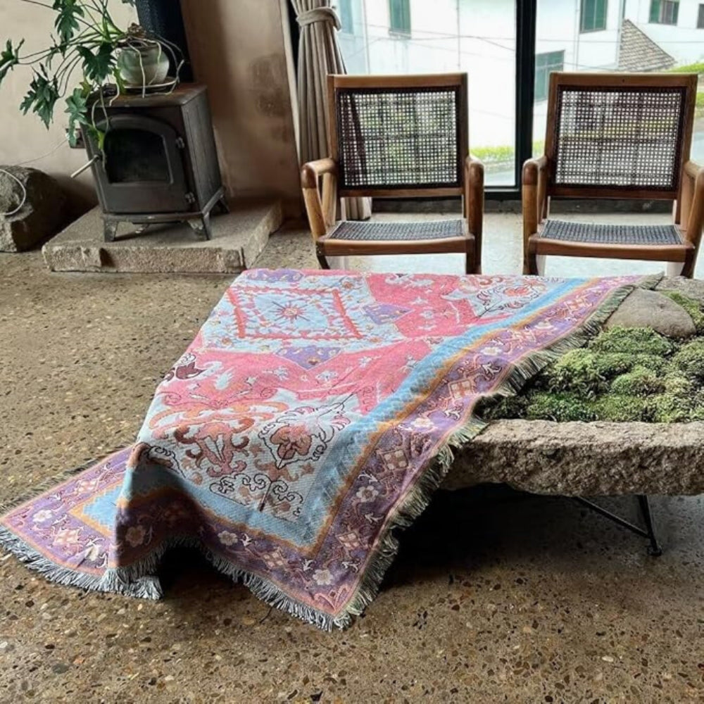 Bohemian Aztec Reversible Tapestry Throw Blanket