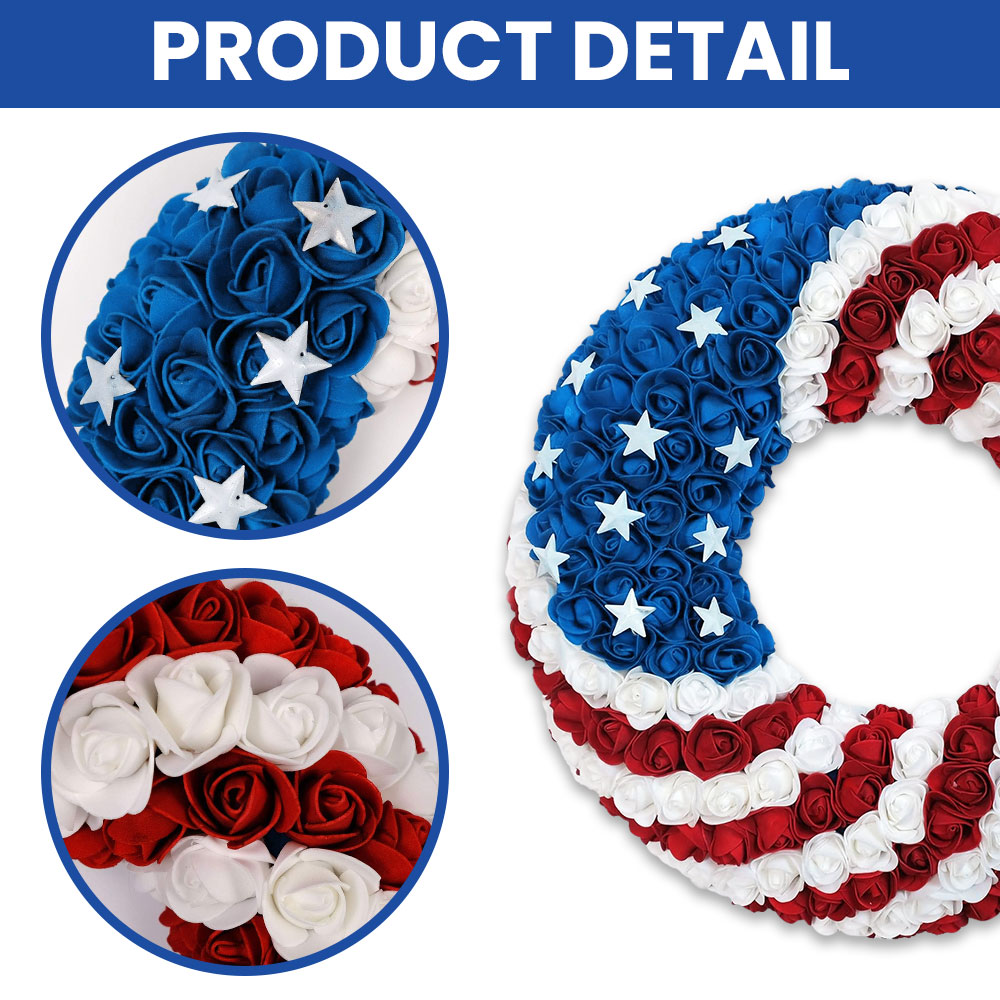 American Flag Rose Wreath for Patriotic Home Decor