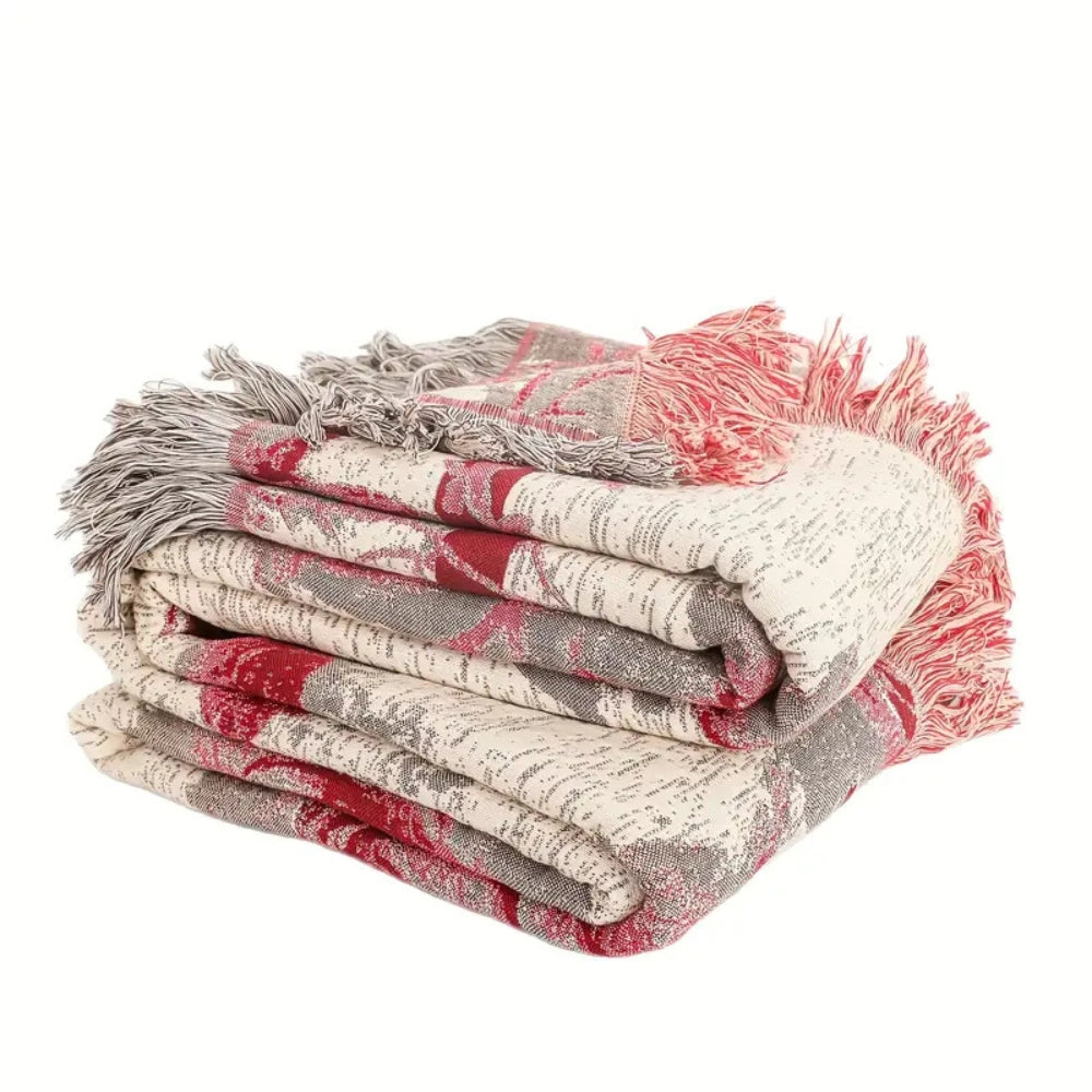 Floral Jacquard Cotton Throw Blanket