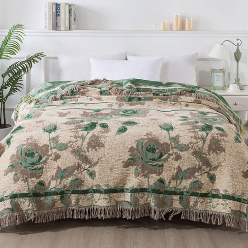 Floral Jacquard Cotton Throw Blanket