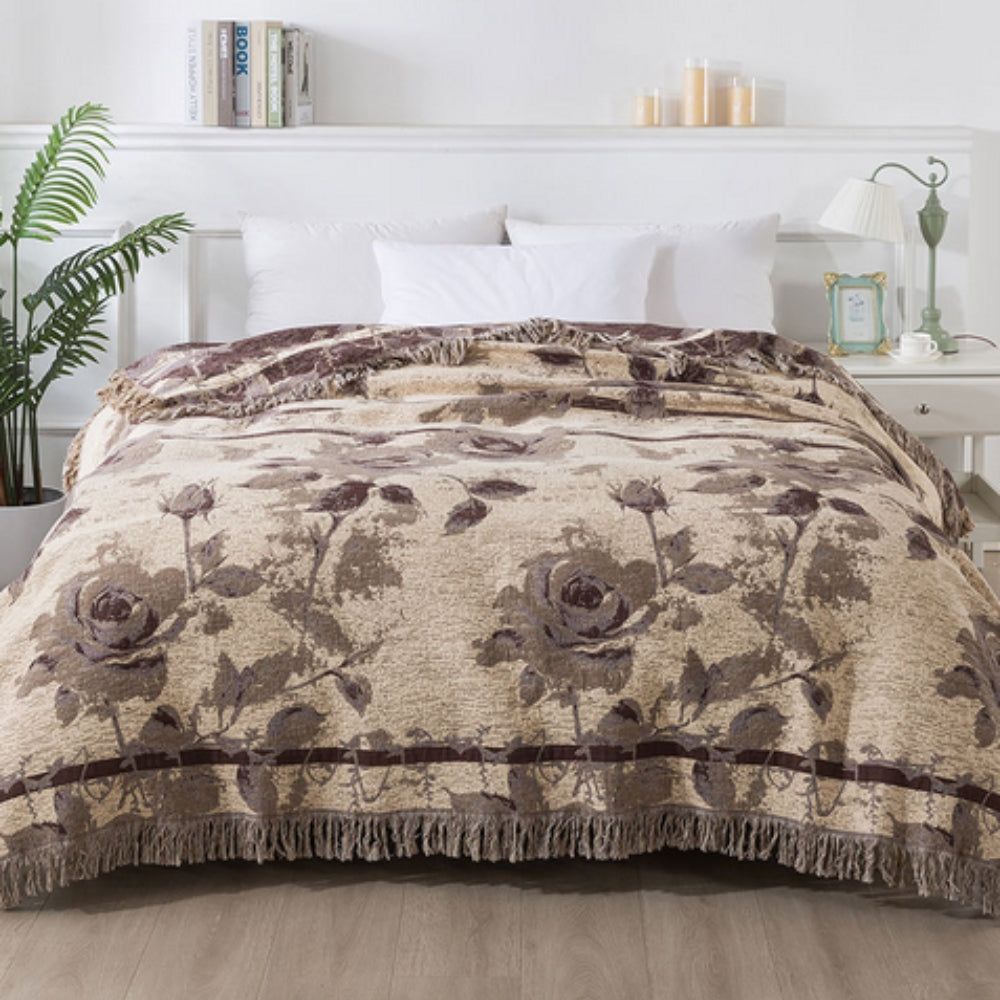 Floral Jacquard Cotton Throw Blanket