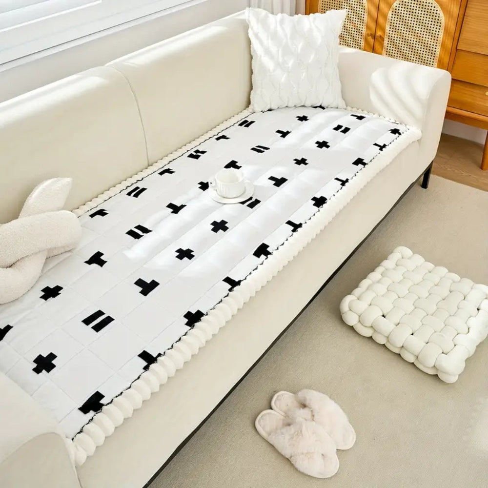 Ruffled Cloud Edge Quilted Couch Cover Protector