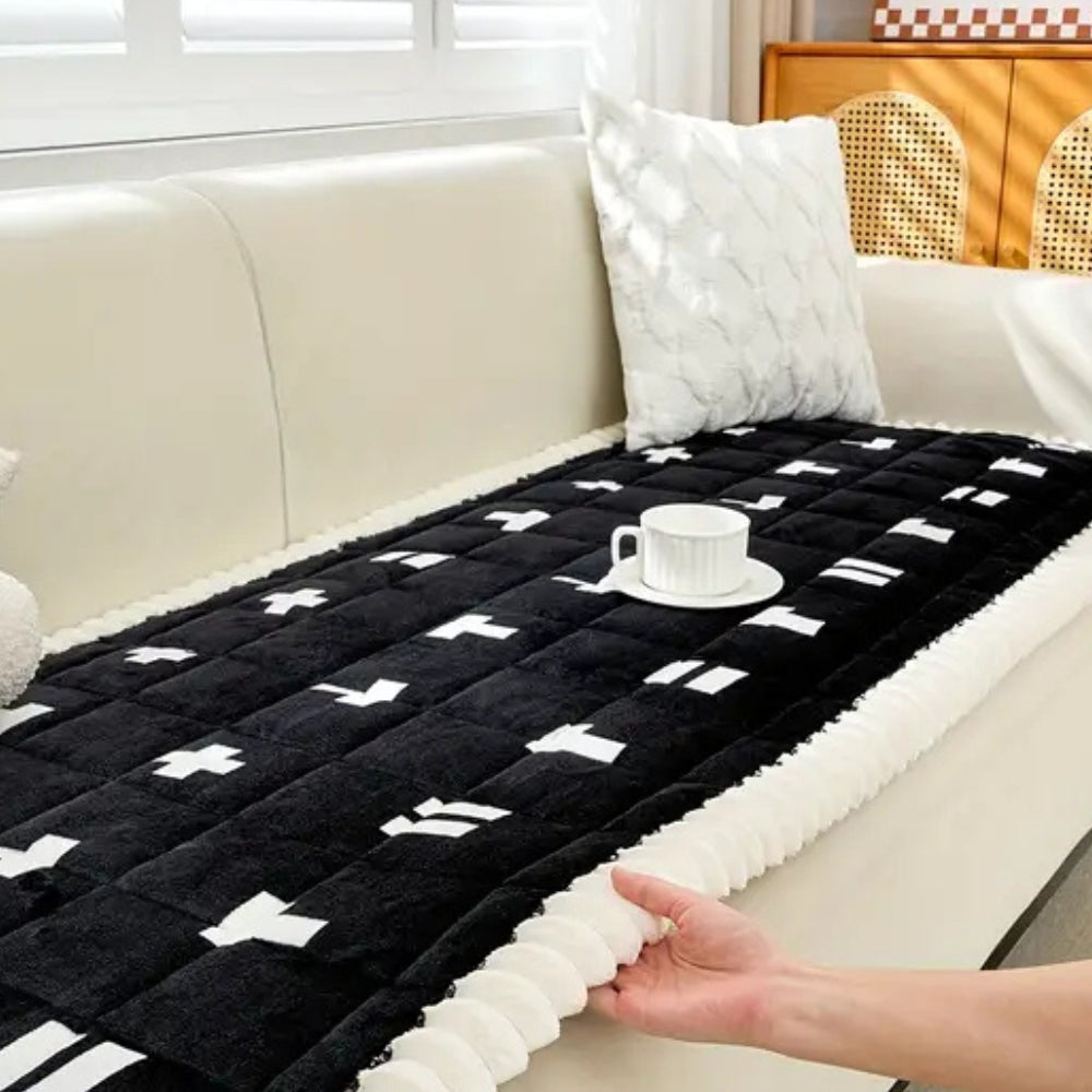 Ruffled Cloud Edge Quilted Couch Cover Protector