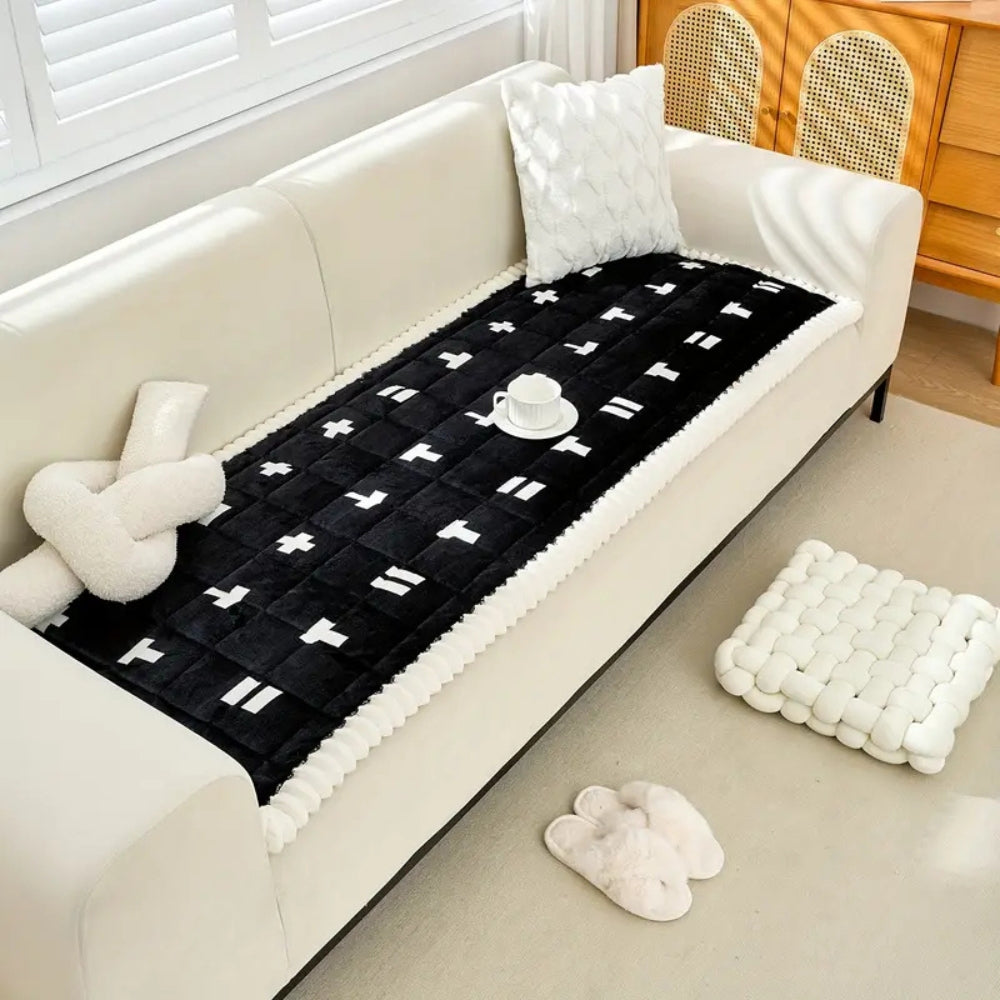 Ruffled Cloud Edge Quilted Couch Cover Protector