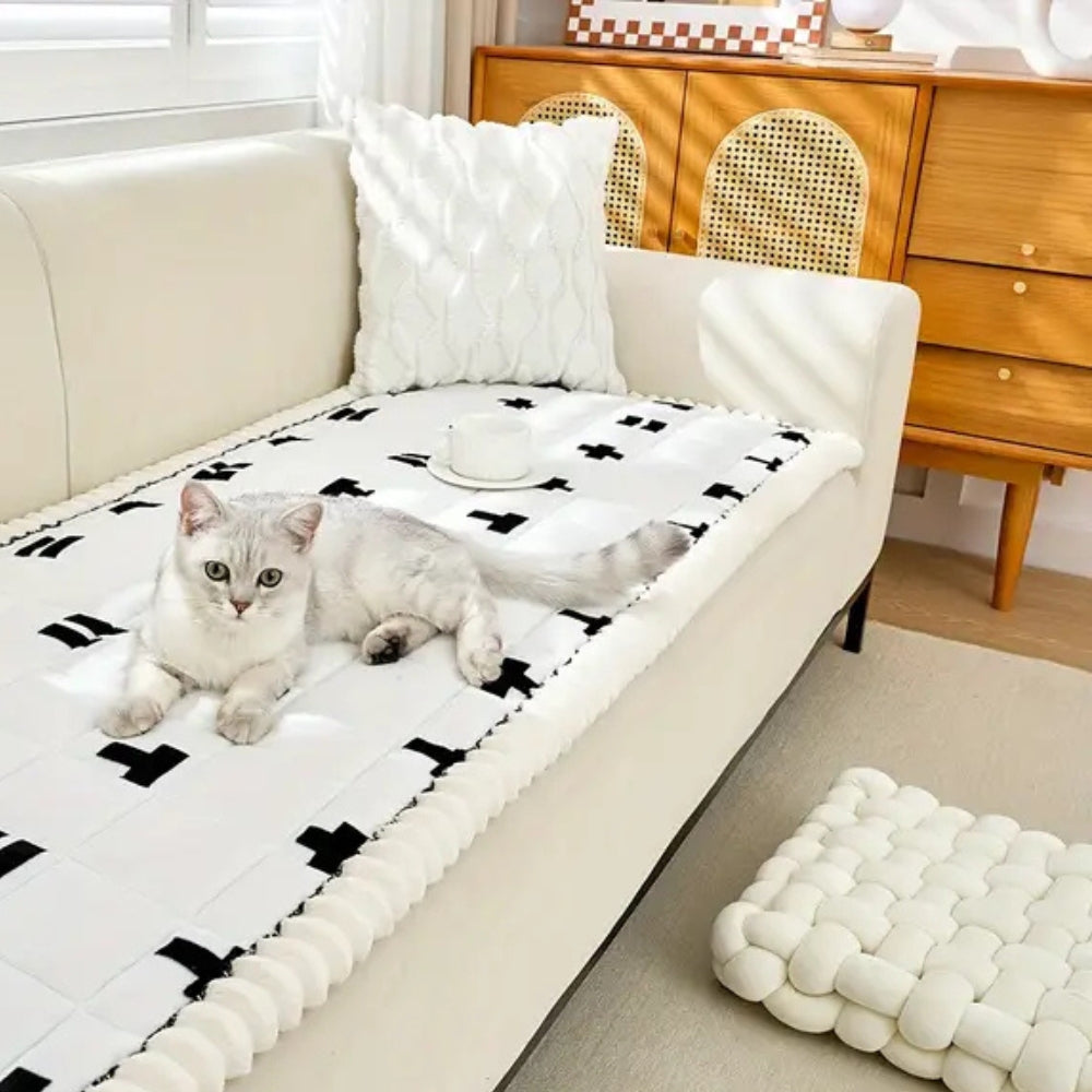 Ruffled Cloud Edge Quilted Couch Cover Protector