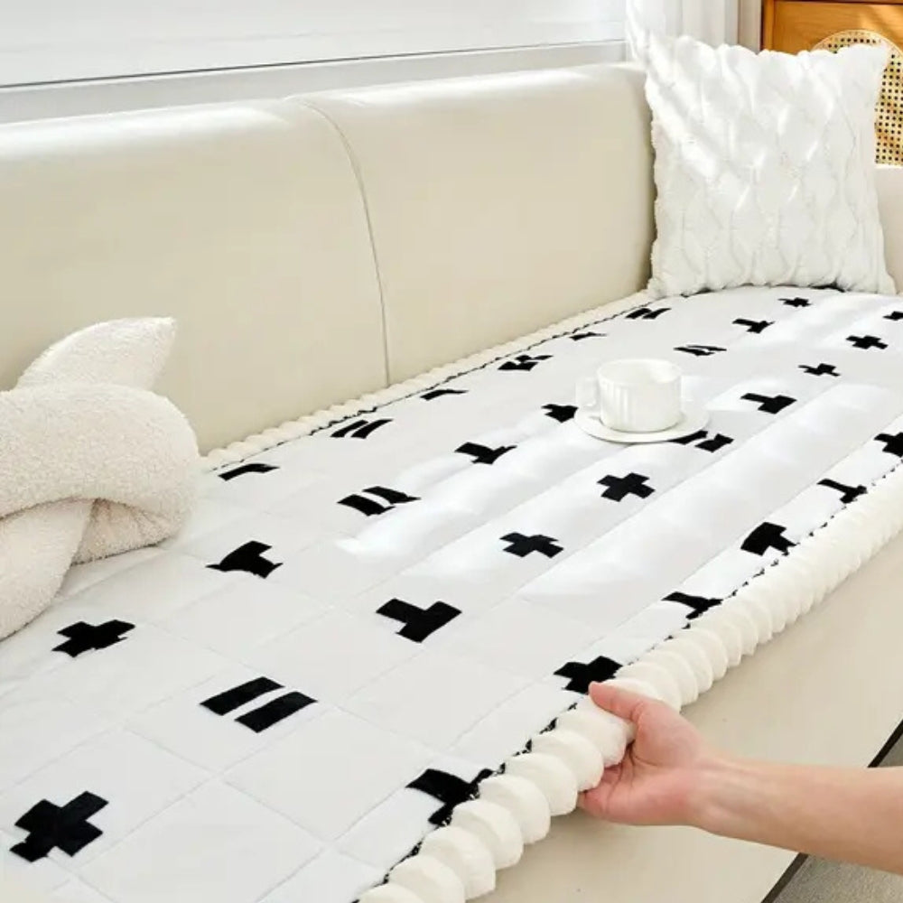 Ruffled Cloud Edge Quilted Couch Cover Protector