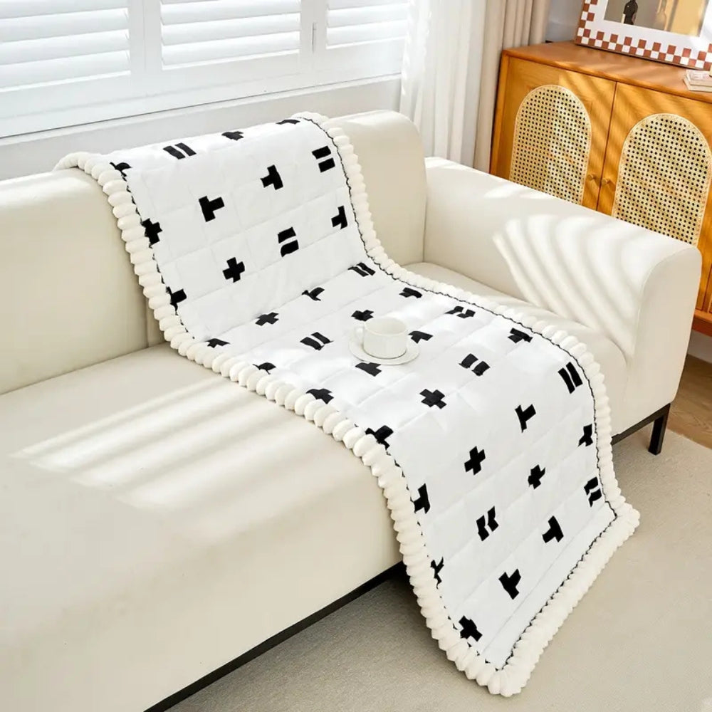 Ruffled Cloud Edge Quilted Couch Cover Protector