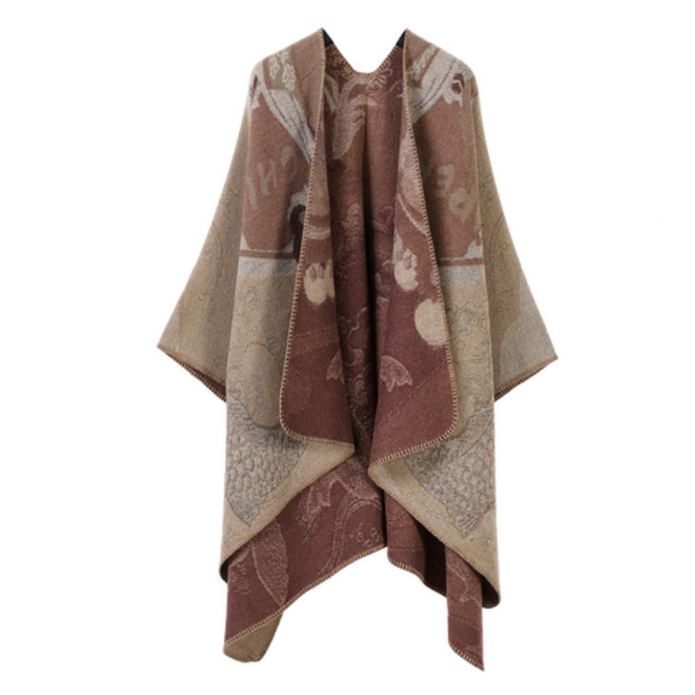 Reversible Fish-Scale Poncho in Ultra-Soft Faux Cashmere