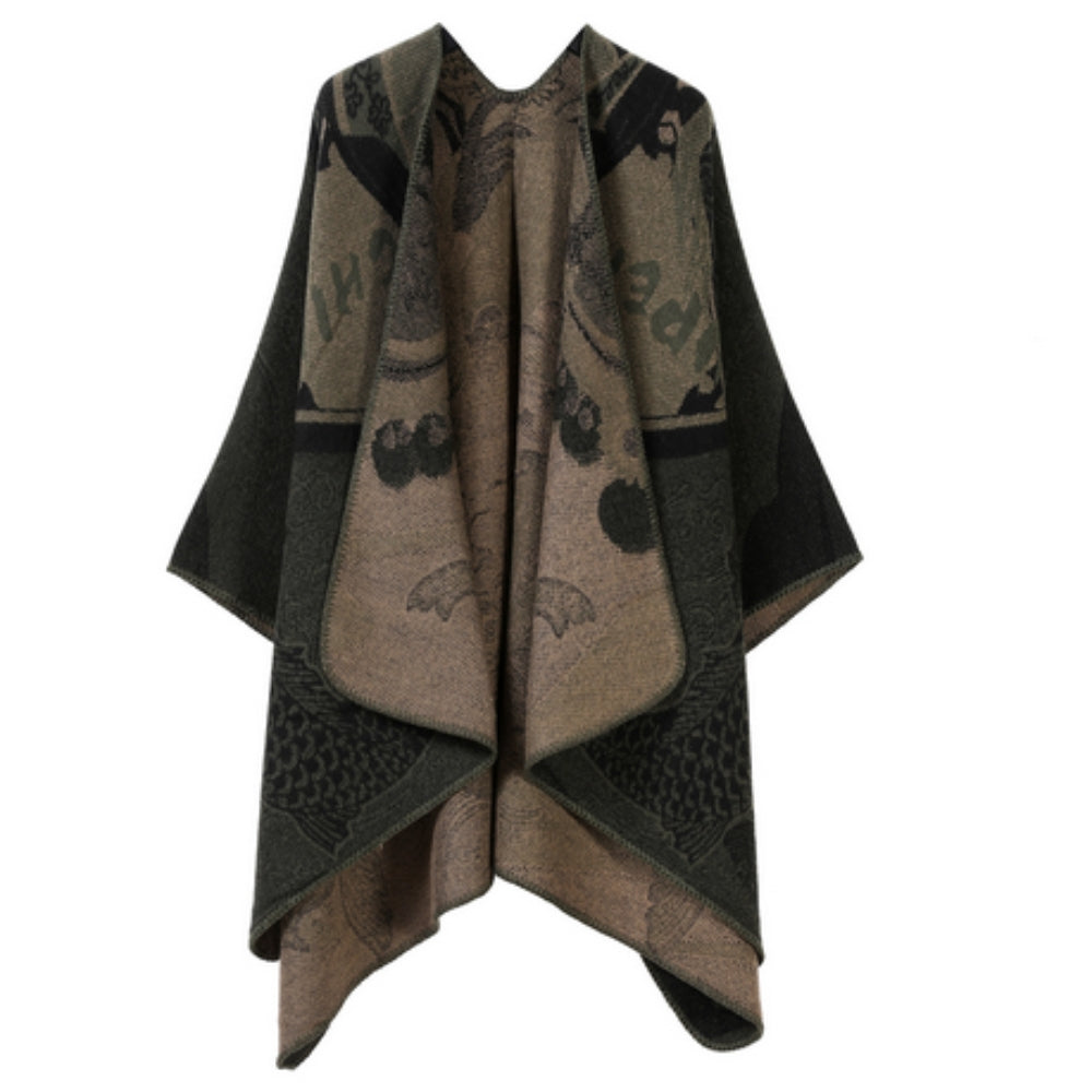 Reversible Fish-Scale Poncho in Ultra-Soft Faux Cashmere