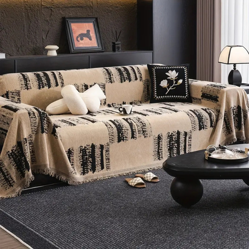Rustic Chenille Sofa Cover with Non-Slip Texture