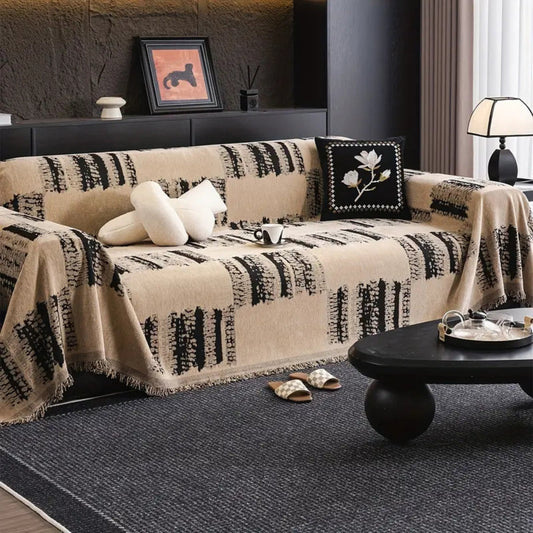 Rustic Chenille Sofa Cover with Non-Slip Texture