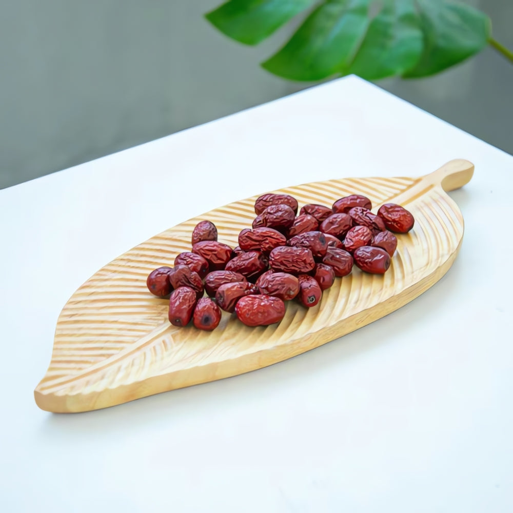 Hand-Carved Walnut Leaf Serving Tray