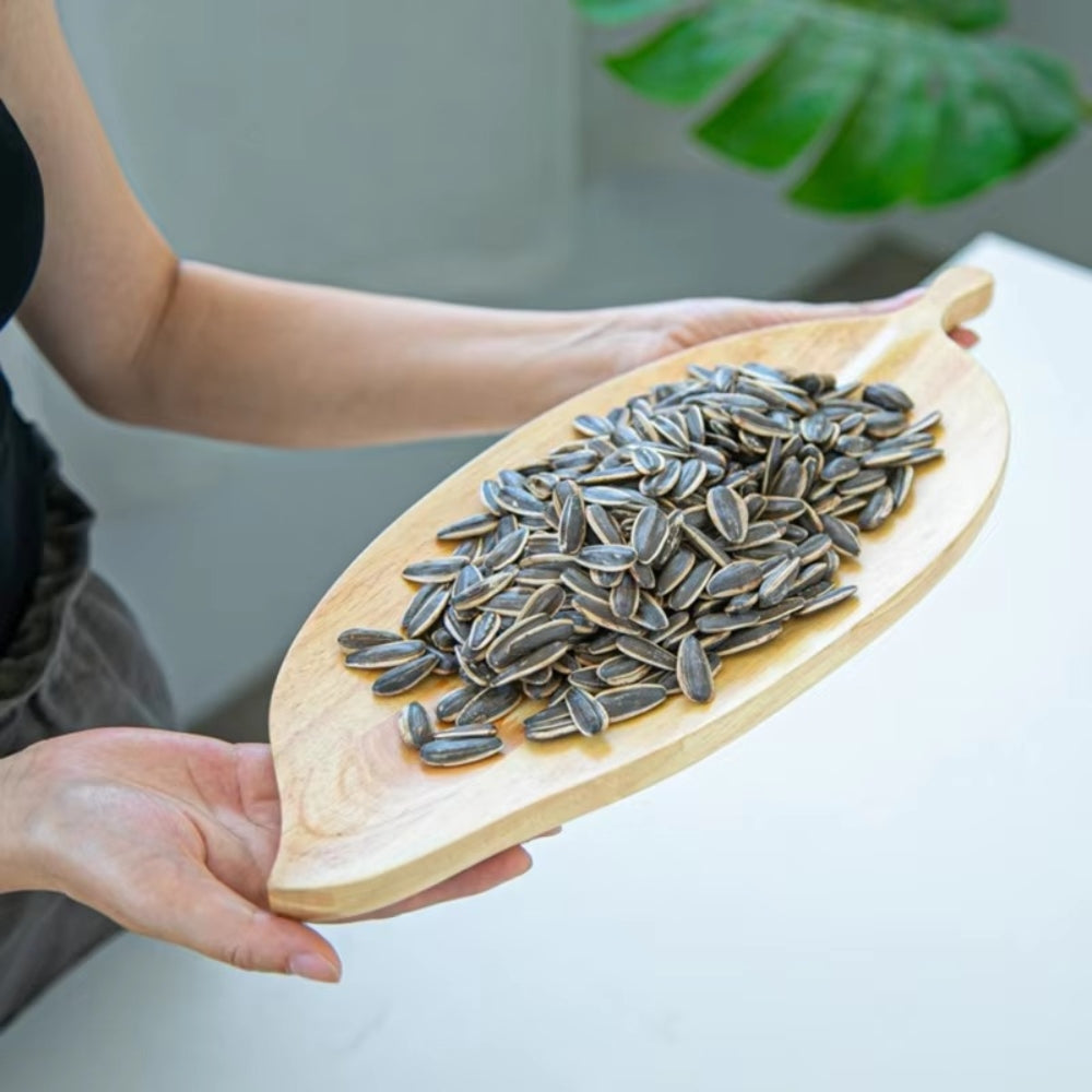 Hand-Carved Walnut Leaf Serving Tray
