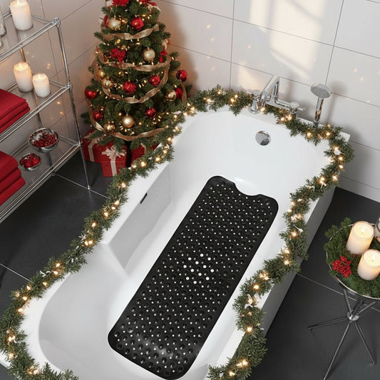 Non-Slip Bath Mat with 200 Suction Cups and Drainage Holes