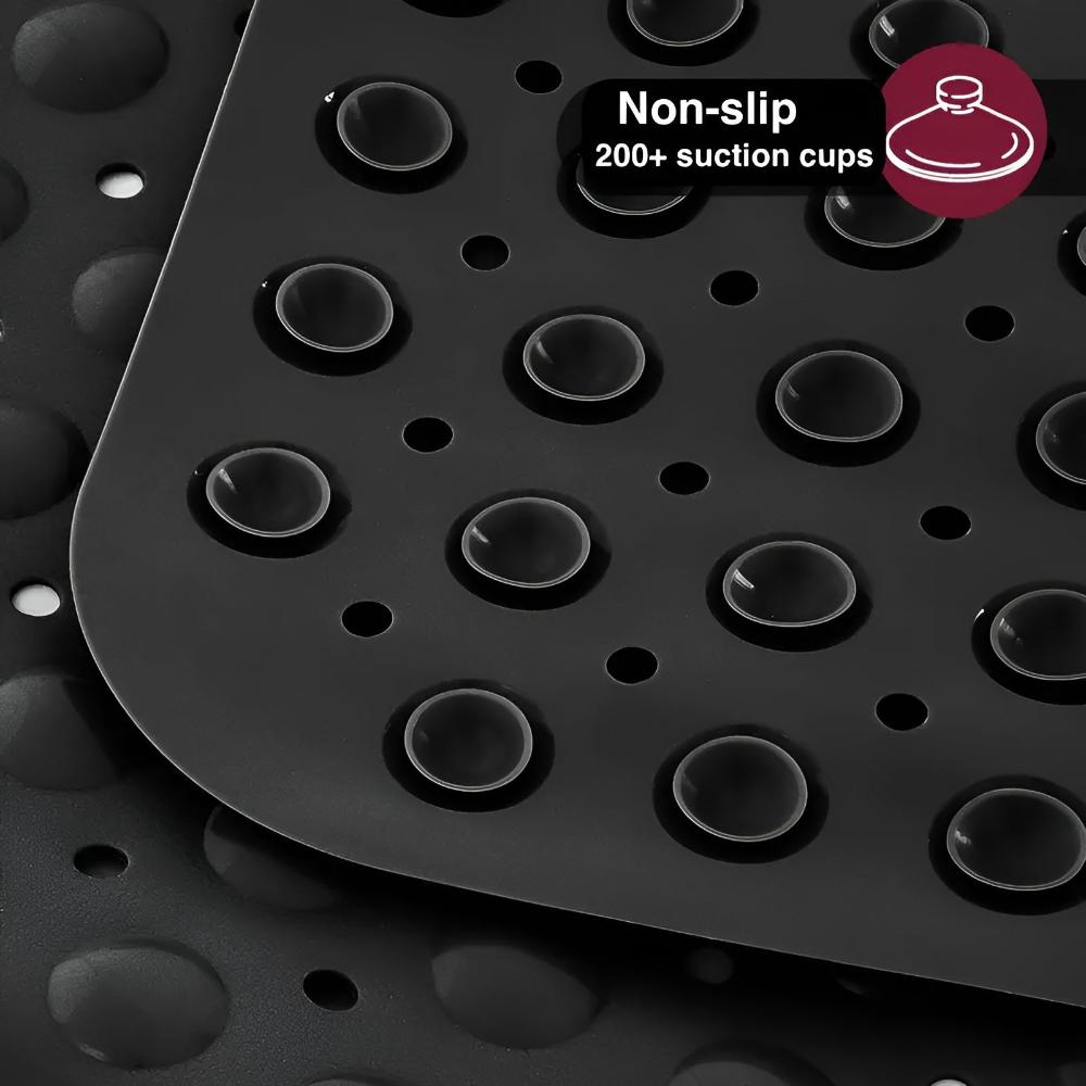 Non-Slip Bath Mat with 200 Suction Cups and Drainage Holes