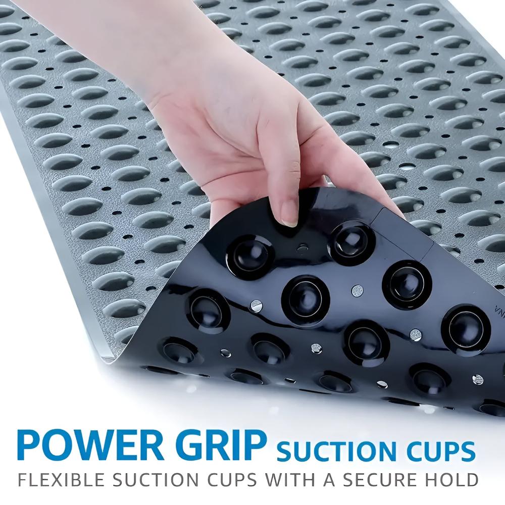 Non-Slip Bath Mat with 200 Suction Cups and Drainage Holes