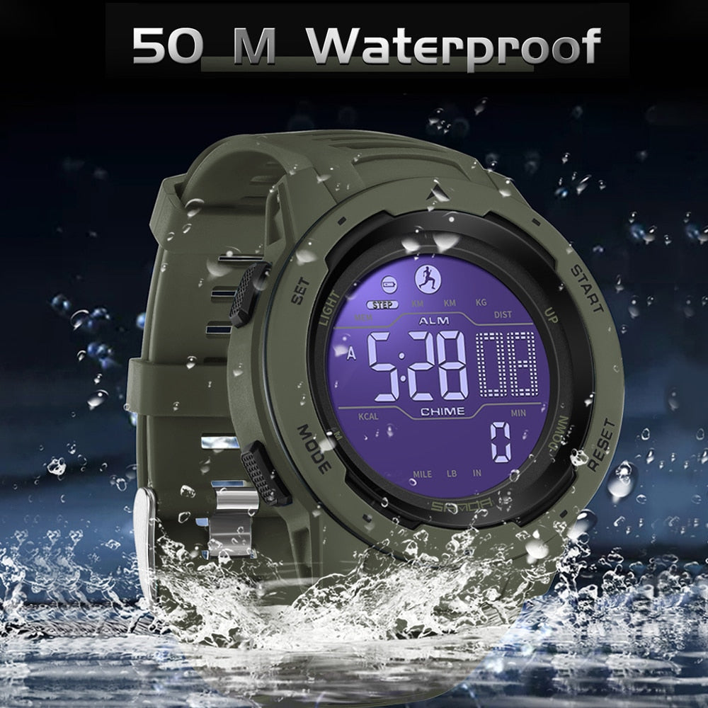 Waterproof Digital Military Pedometer Watch