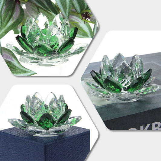 Crystal Lotus Flower Glass Paperweight - Elegant Keepsake Gift