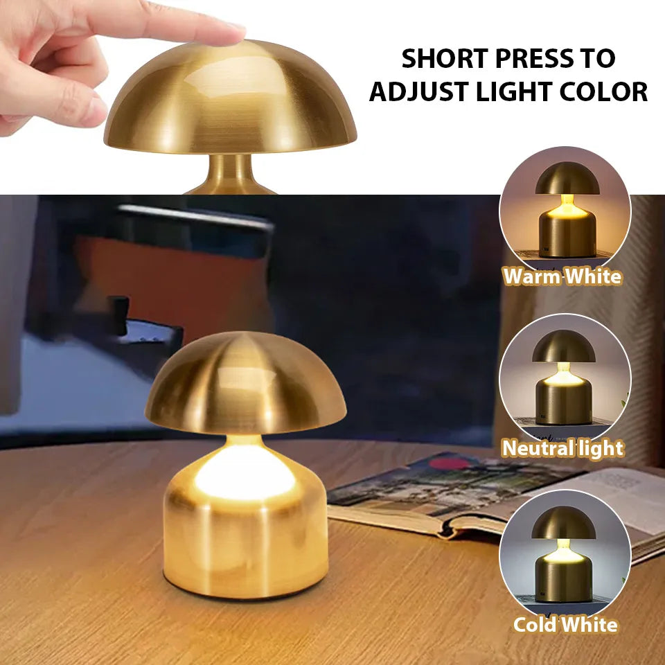 Rechargeable Metal LED Desk Lamp with Touch Control and 3 Color Temperatures