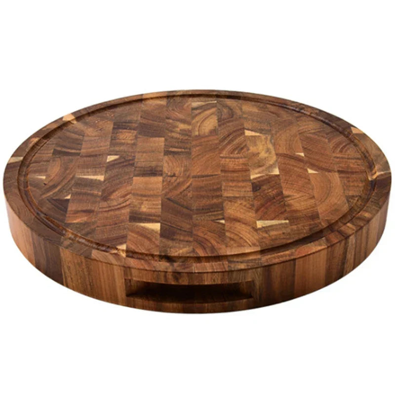 Thick Round Acacia Butcher Block Cutting Board