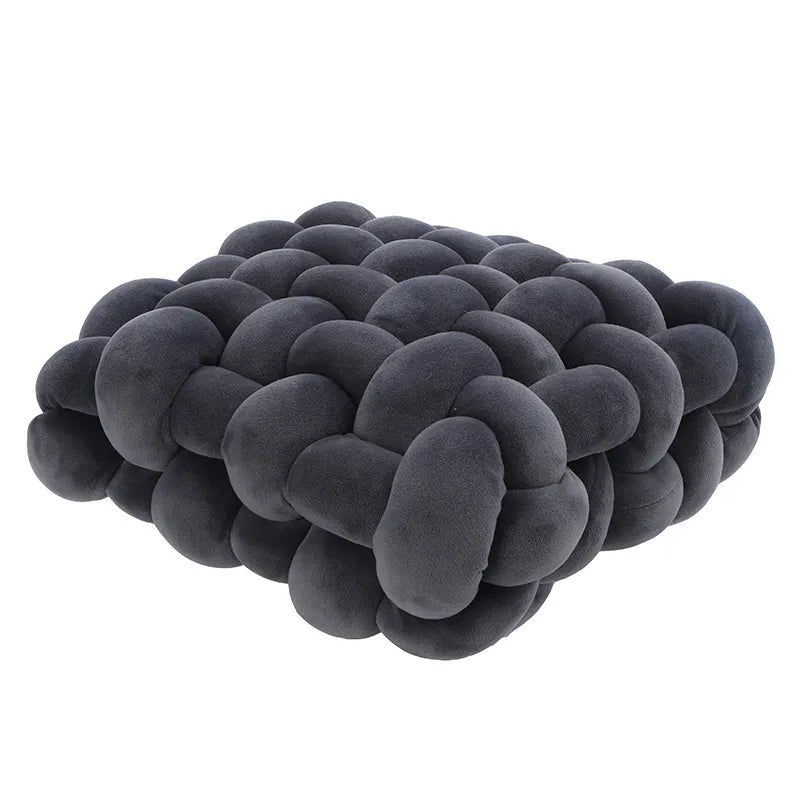 Square Plush Knitted Throw Pillow in Crystal Velvet
