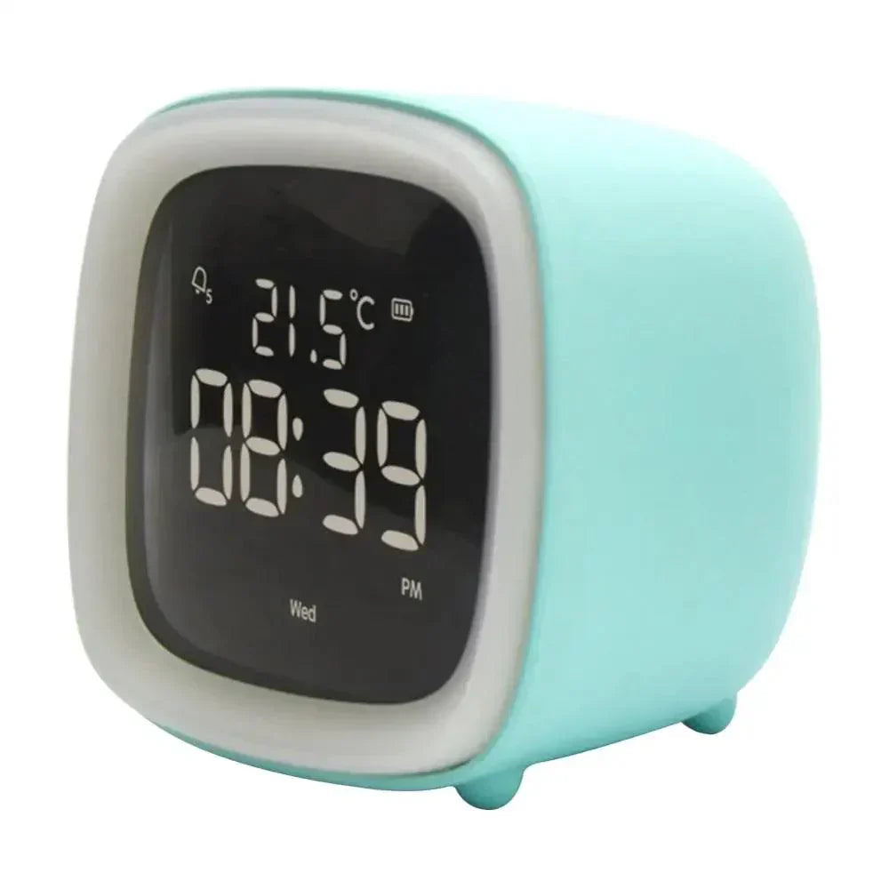 Cartoon Bunny LED Alarm Clock with Night Light – Rechargeable Digital Display for Kids