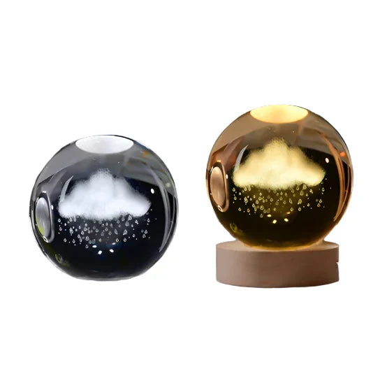 3D Crystal Starry Sky Projector Night Light with Wooden Base
