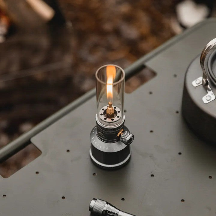 Portable Aluminum Butane Camping Lantern with Adjustable Flame