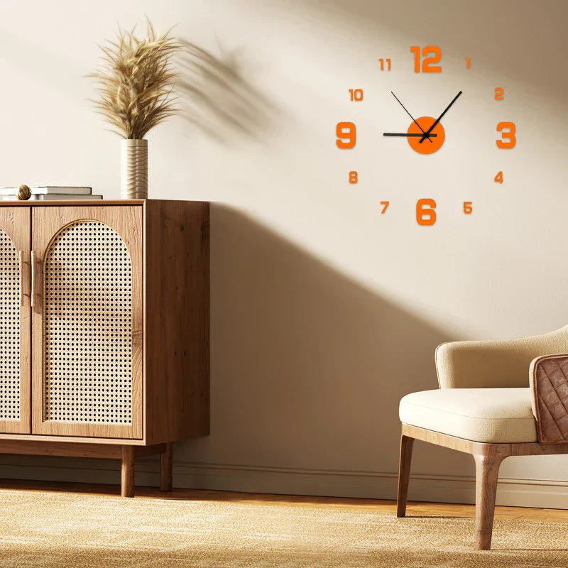 Frameless Contemporary Wall Clock with Large Numbers