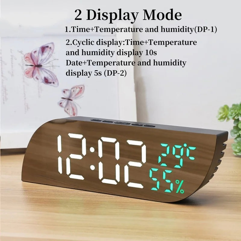 LED Digital Alarm Clock with Temperature and Humidity Display
