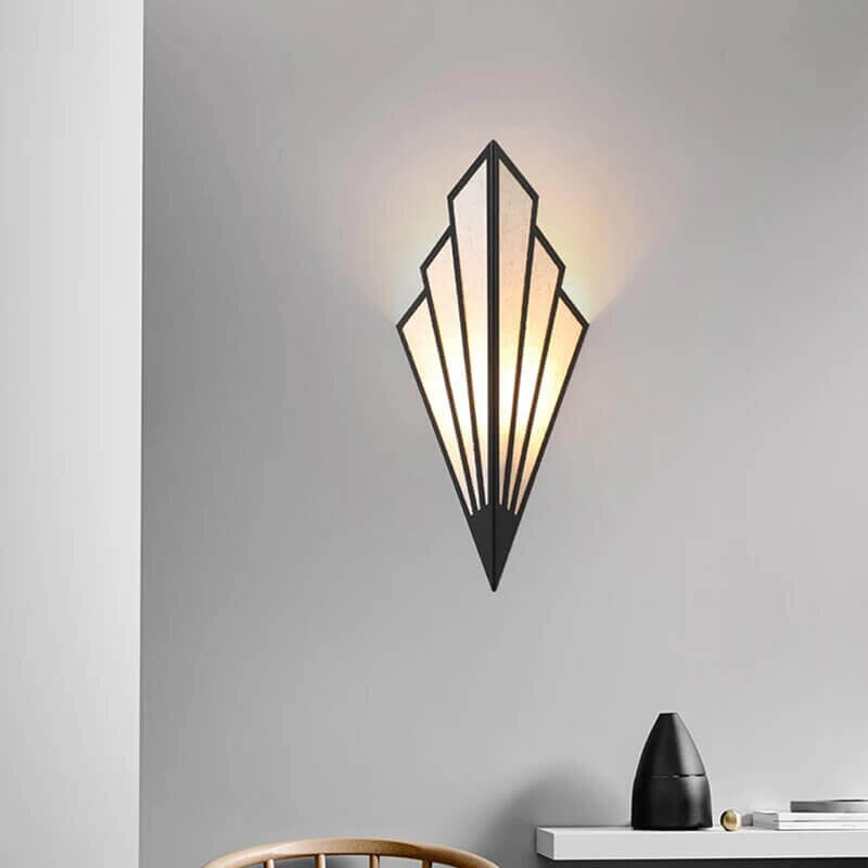 Art Deco Fan-Shaped Wall Light in Black and Gold