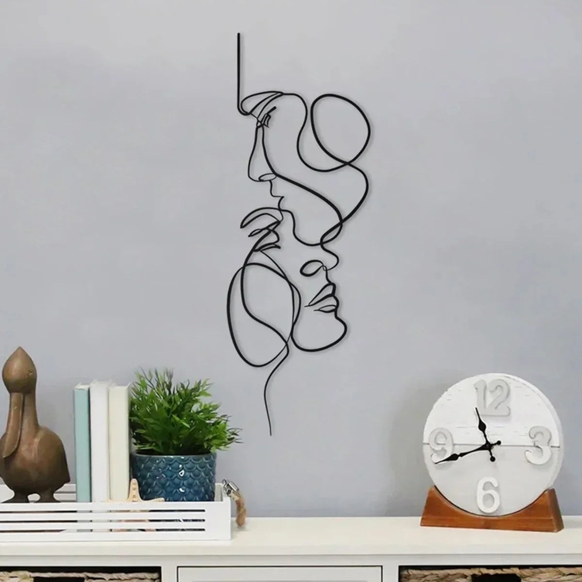 Black Metal Abstract Face Wall Art Sculpture