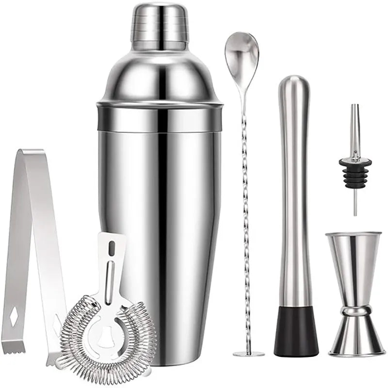 Stainless Steel Cocktail Shaker Set with Wine Rack - Eco-Friendly Bartender Tools