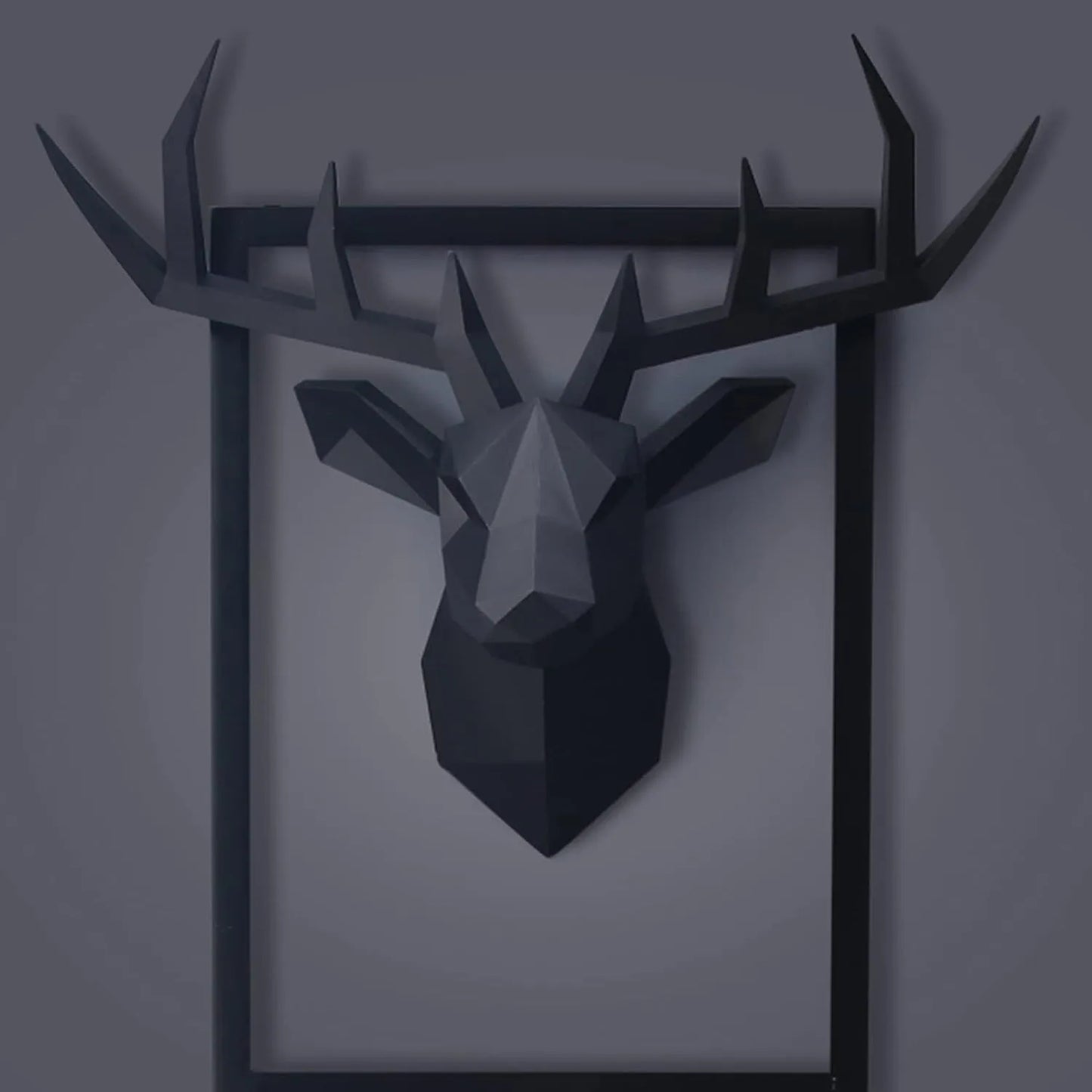 3D Geometric Deer Head Wall Sculpture in Resin