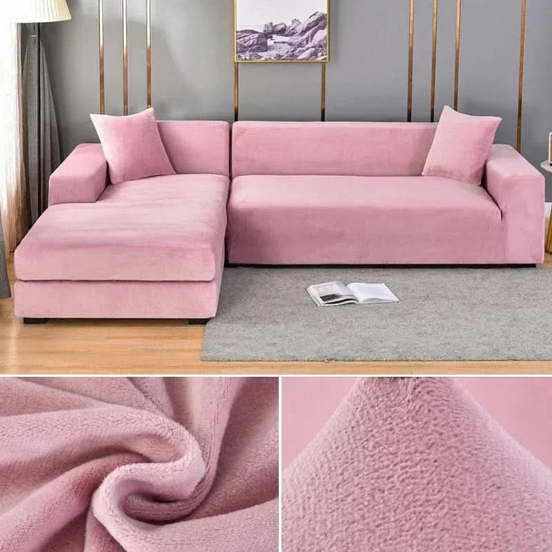 Stretch Velvet Sofa Cover for L-Shaped and Traditional Couches