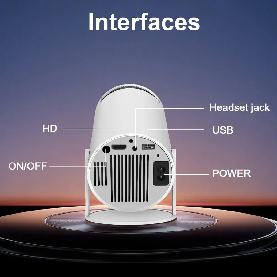 4K Android Smart Projector with 180° Viewing Angle and 360° Sound