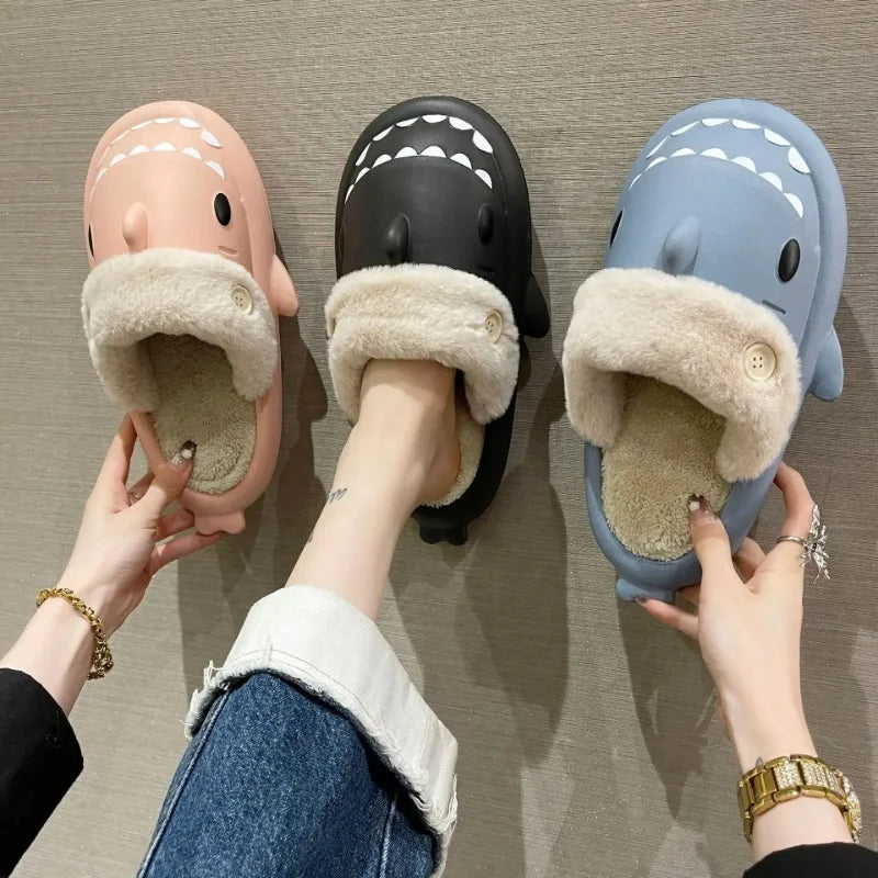 Funny Shark Cotton Slippers with Non-Slip Sole