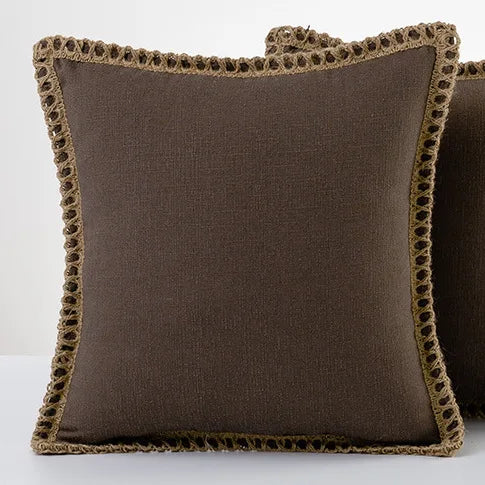 French-Inspired Colorful Linen Pillow Covers with Braid Trim