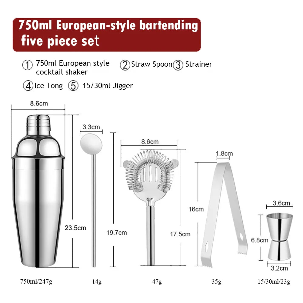 Stainless Steel Cocktail Shaker Set with Wine Rack - Eco-Friendly Bartender Tools